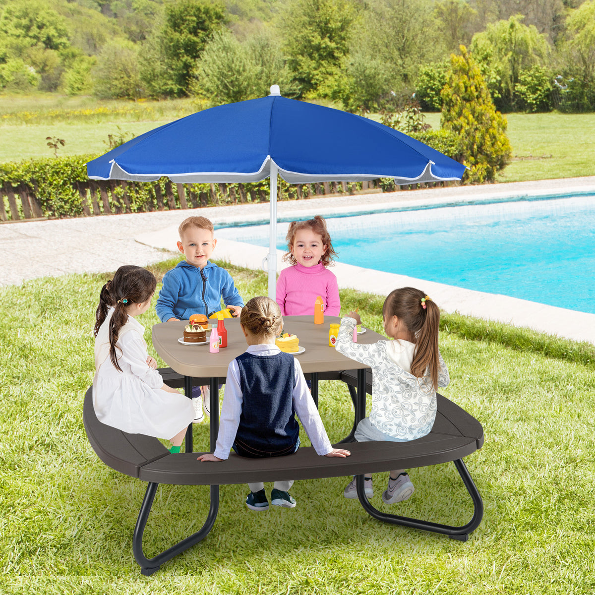 Toddler Outdoor Activity Table with Adjustable and Collapsible Umbrella