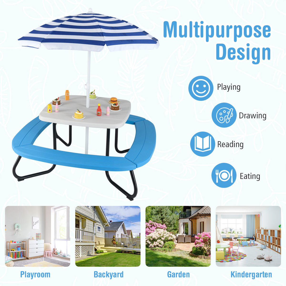 Toddler Outdoor Activity Table with Adjustable and Collapsible Umbrella