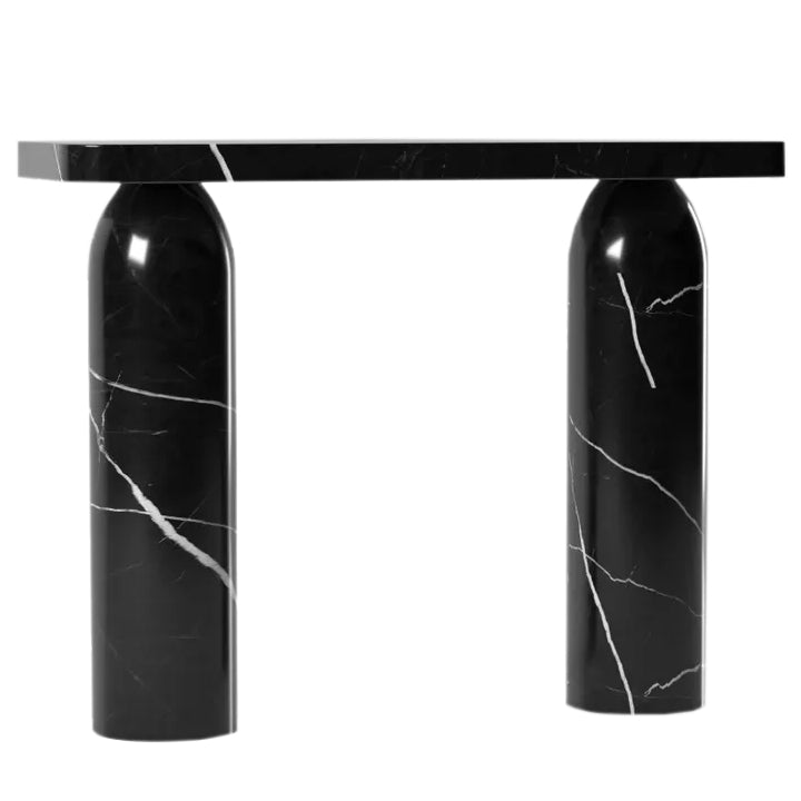 Toros Black Marble Designer Round Legs Console Polished