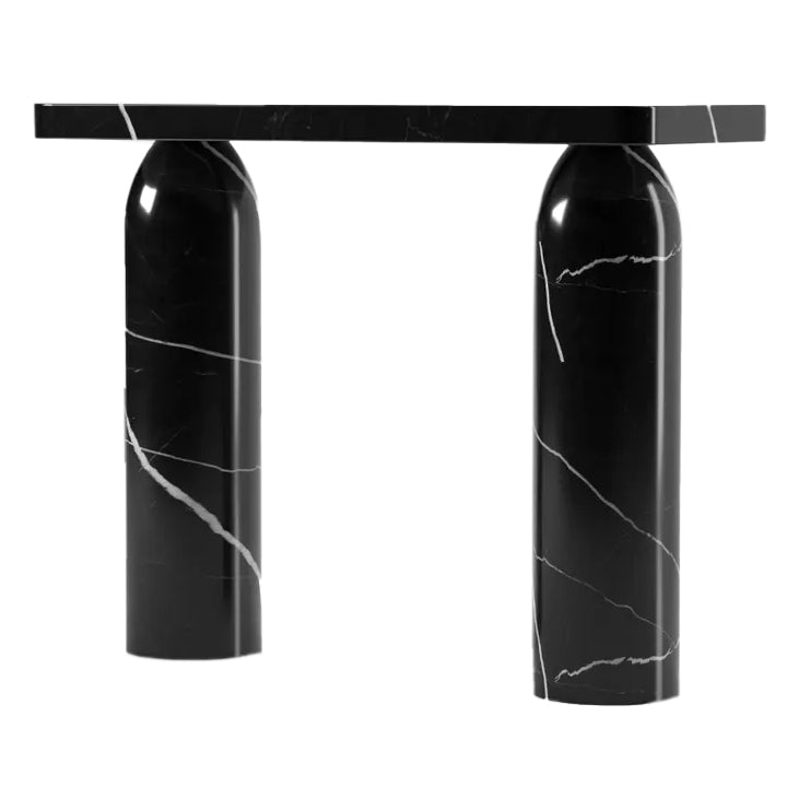 Toros Black Marble Designer Round Legs Console Polished