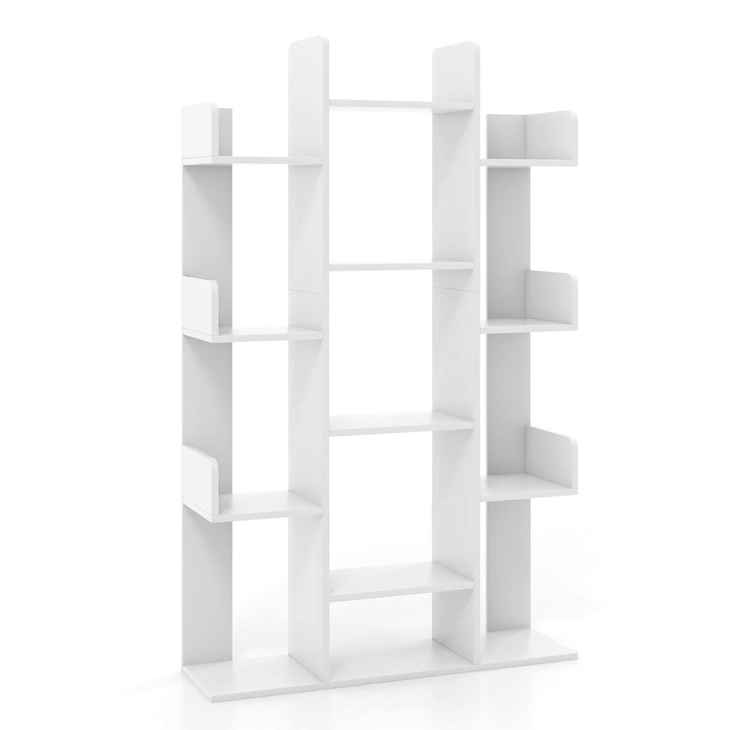 Tree-Shaped Bookshelf with 13 Compartments for Home Office
