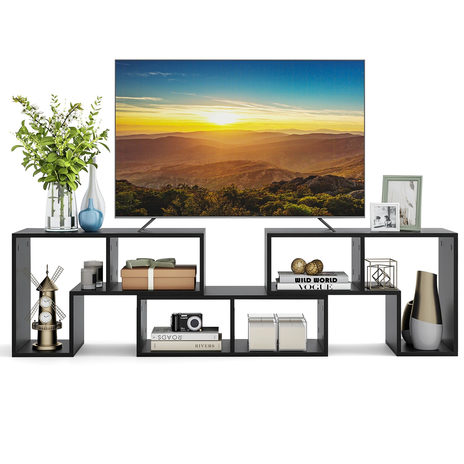 3 Pieces Adjustable TV Stand for TVs up to 65 Inch with Shelves