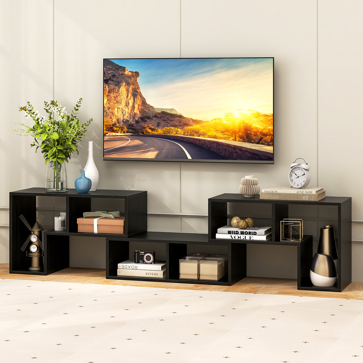 3 Pieces Adjustable TV Stand for TVs up to 65 Inch with Shelves