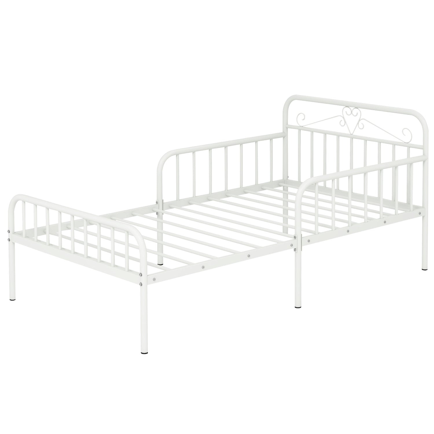 Twin Size Bed Frame with Headboard and Safety Side Guardrails
