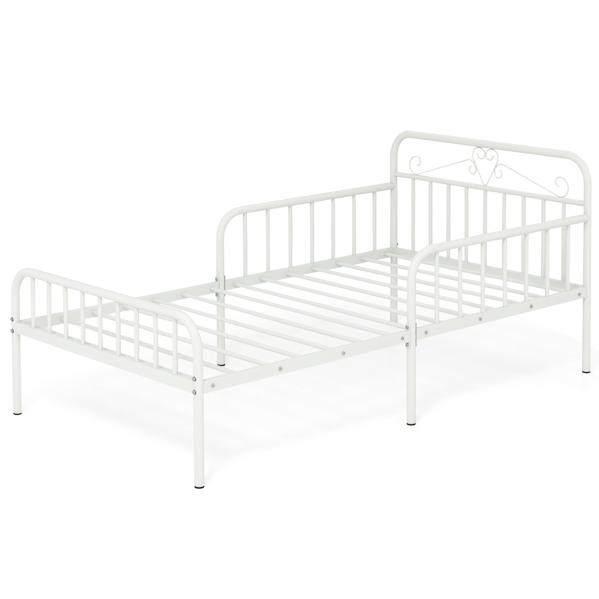 Twin Size Bed Frame with Headboard and Safety Side Guardrails