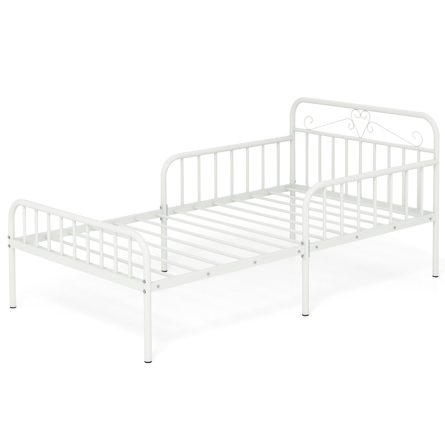Twin Size Bed Frame with Headboard and Safety Side Guardrails