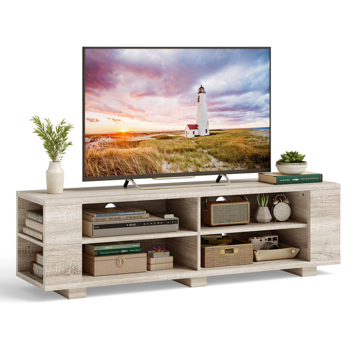 Console Storage Entertainment Media Wood TV Stand