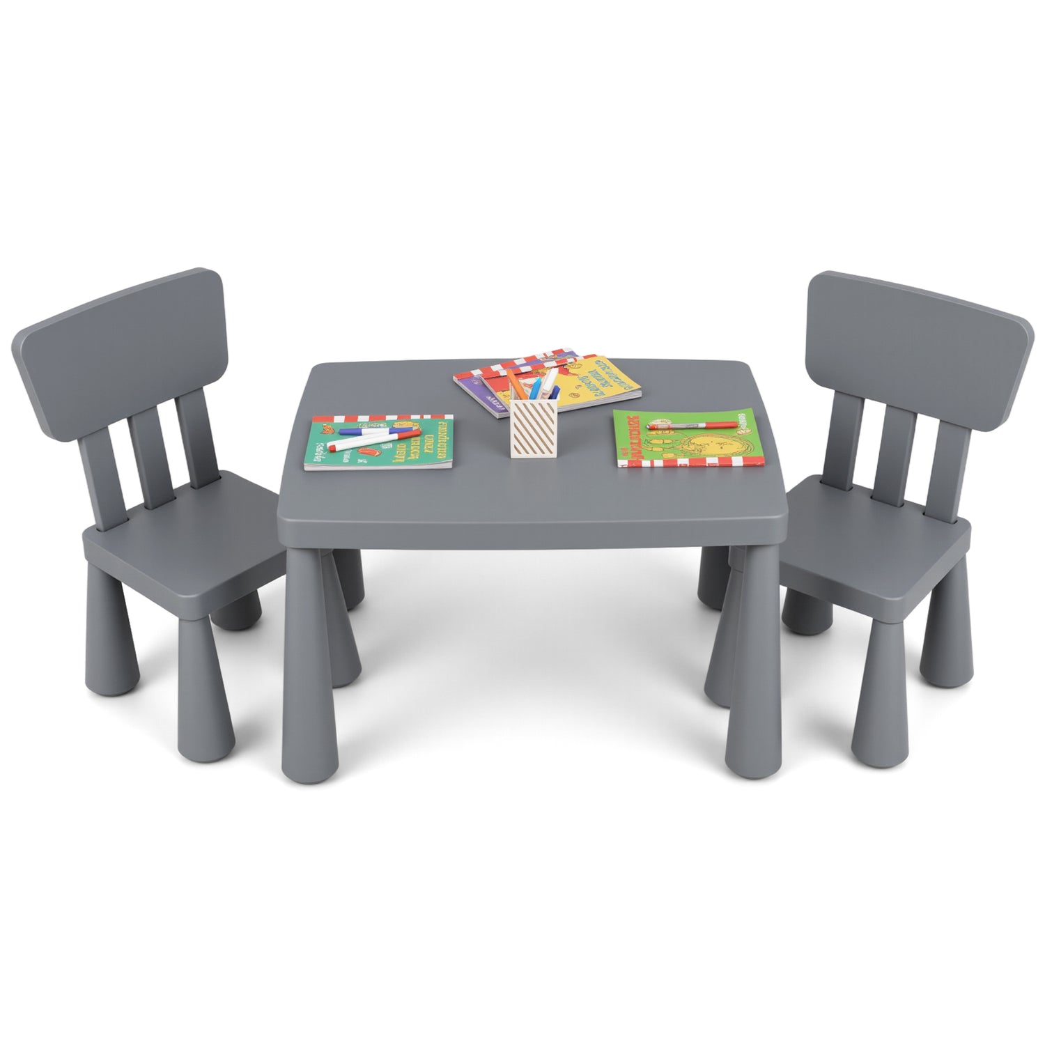 3 Pieces Toddler Multi Activity Play Dining Study Kids Table and Chair Set