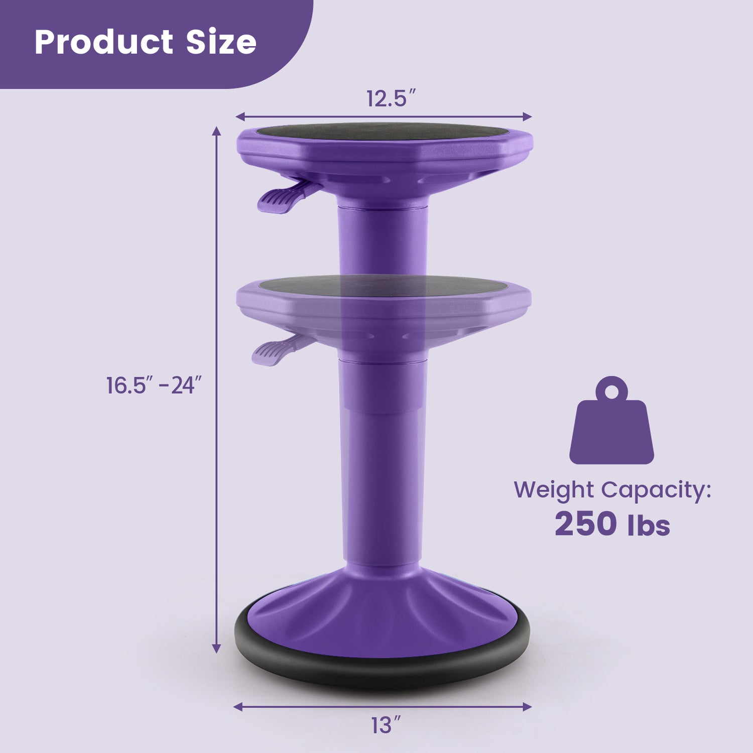 Adjustable Active Learning Stool Sitting Home Office Wobble Chair with Cushion Seat