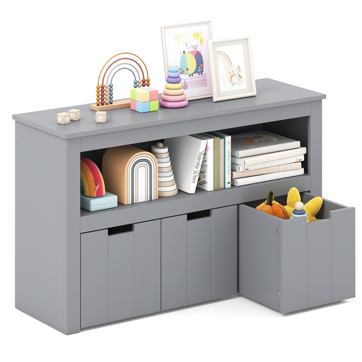 Kid Toy Storage Cabinet 3 Drawer Chest with Wheels Large Storage Cube Shelf