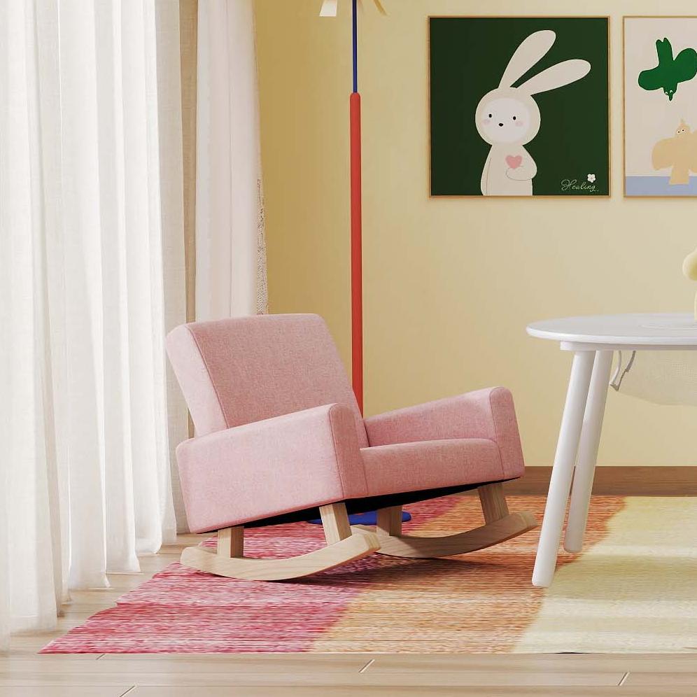 Childrenâs Room Furniture Bundle: Twin Pink Bed Blue & Pink Rocking Chairs Storage End Table
