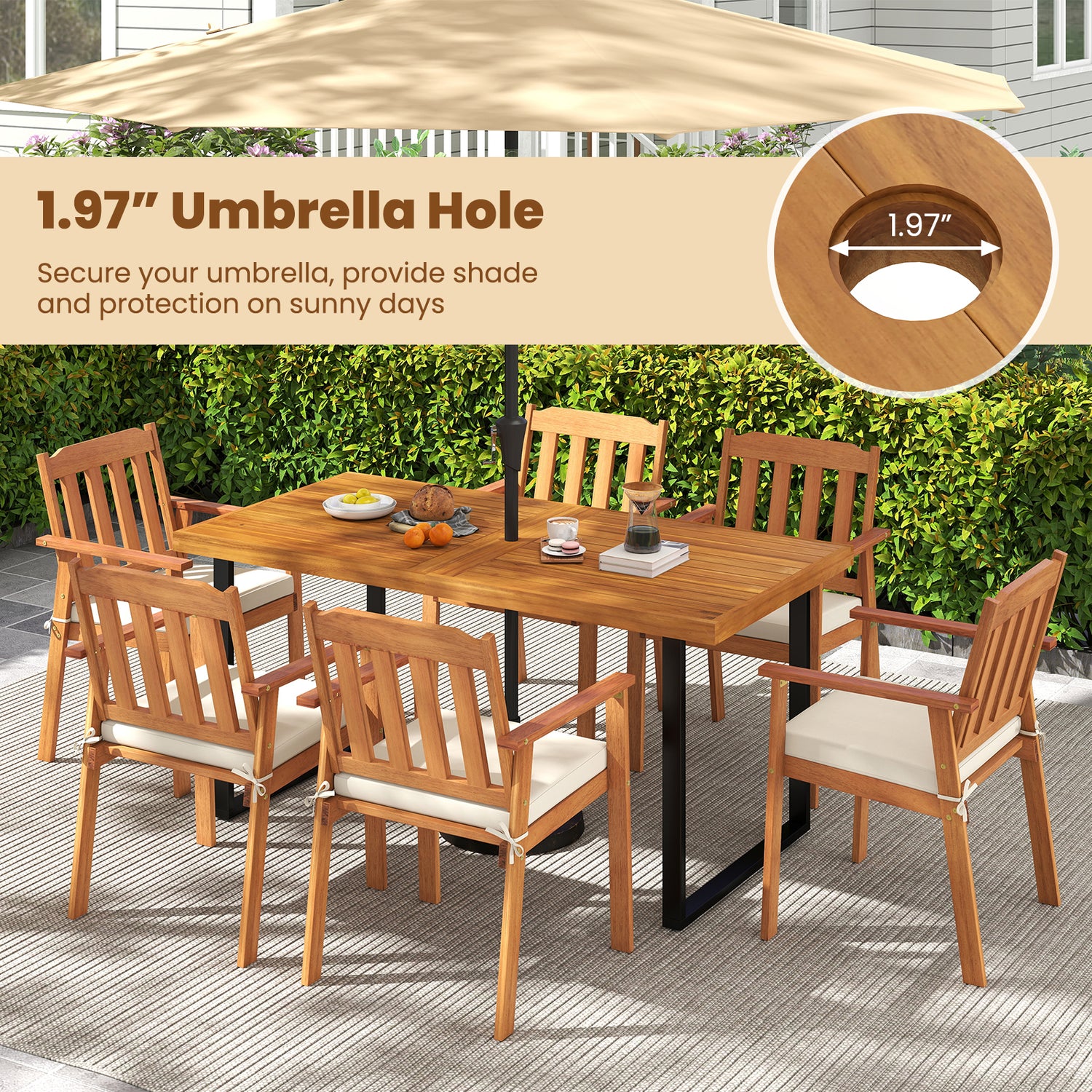 3 Pieces Patio Dining Table Set 63â Rectangle Table and 2 Backless Bench