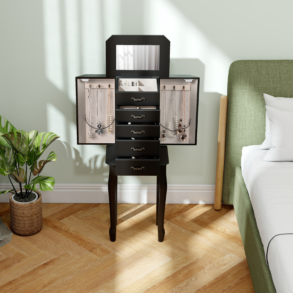 Large Storage Capacity Jewelry Cabinet with 5 Drawers