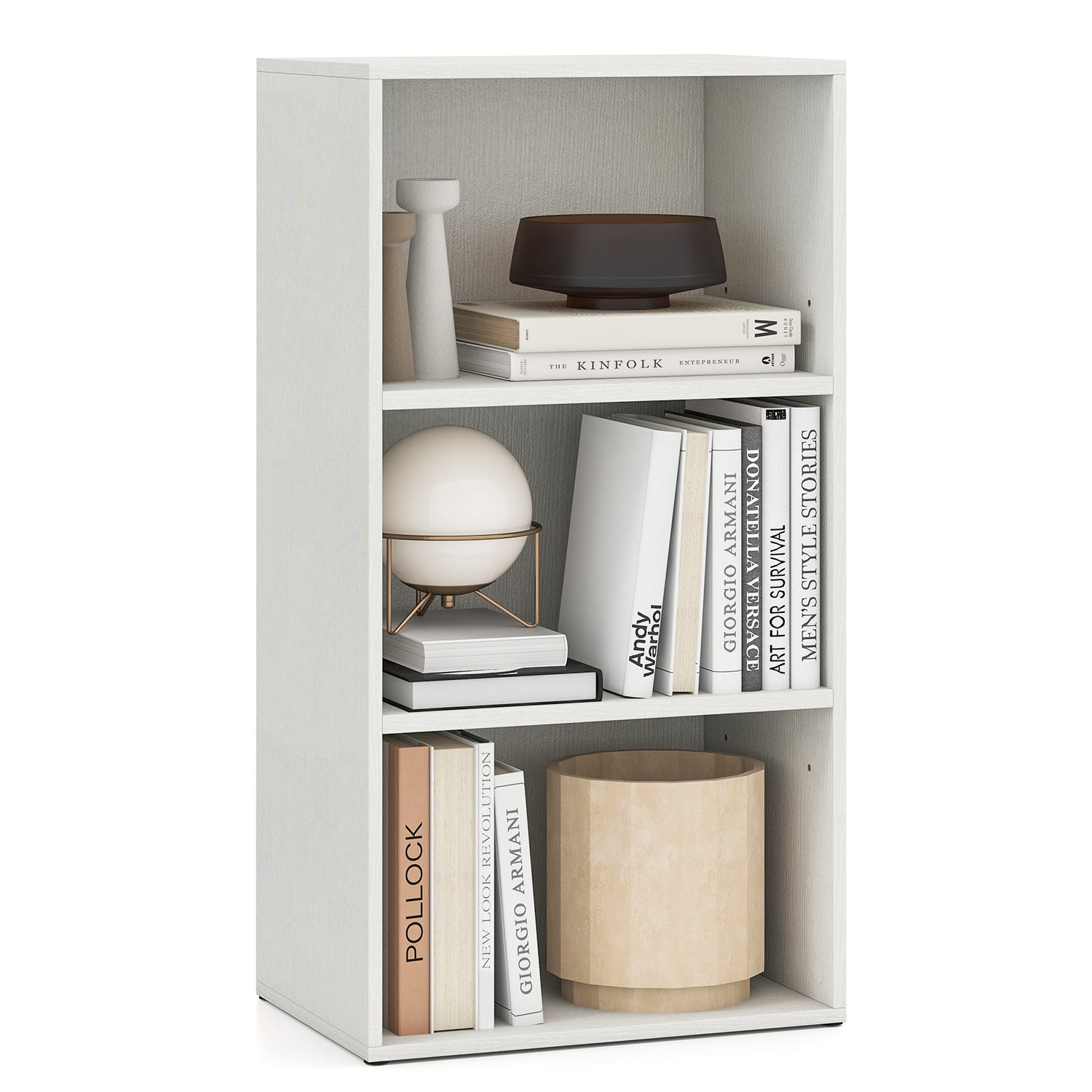 Set of 2 3-Tier Cube Bookcase with Adjustable Shelves for Home Office