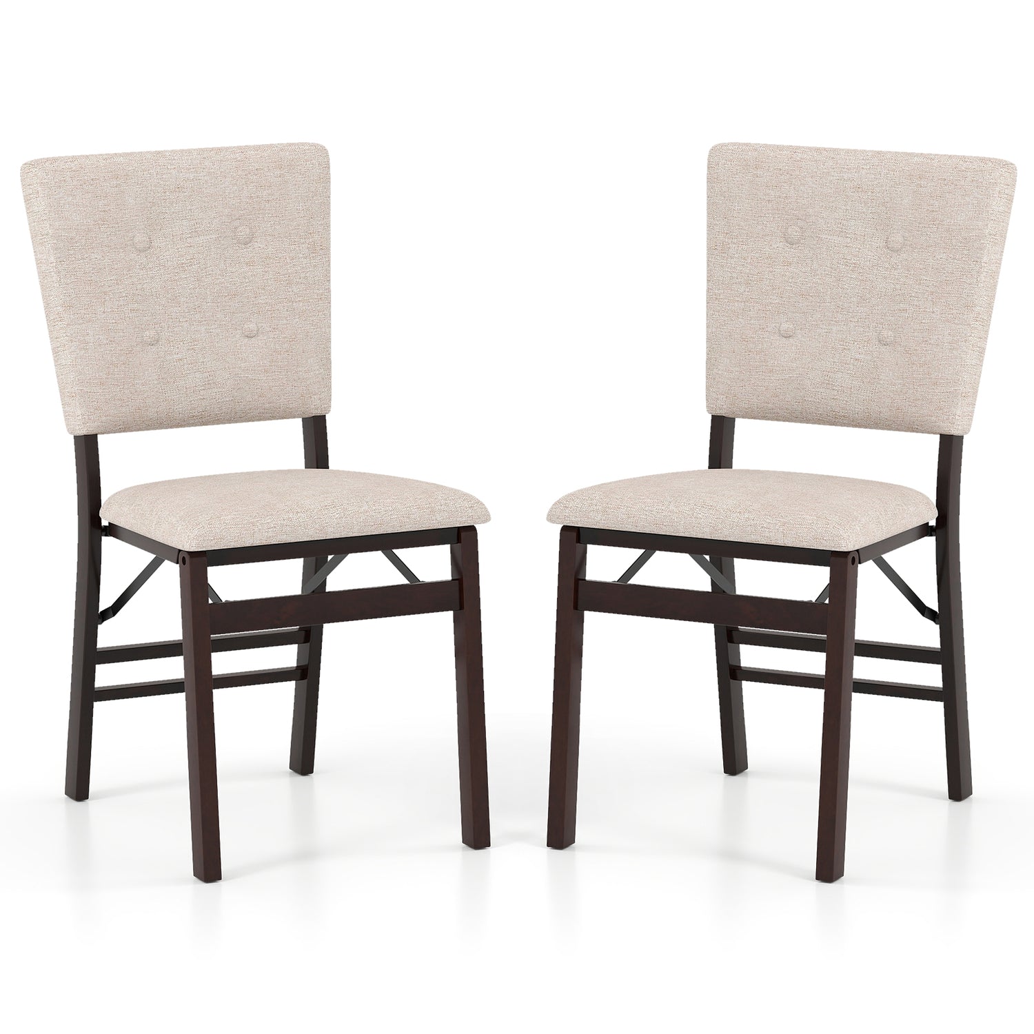 Foldable Dining Chair Set of 2 Armless Kitchen Chair with Padded Seat and Tilt Backrest