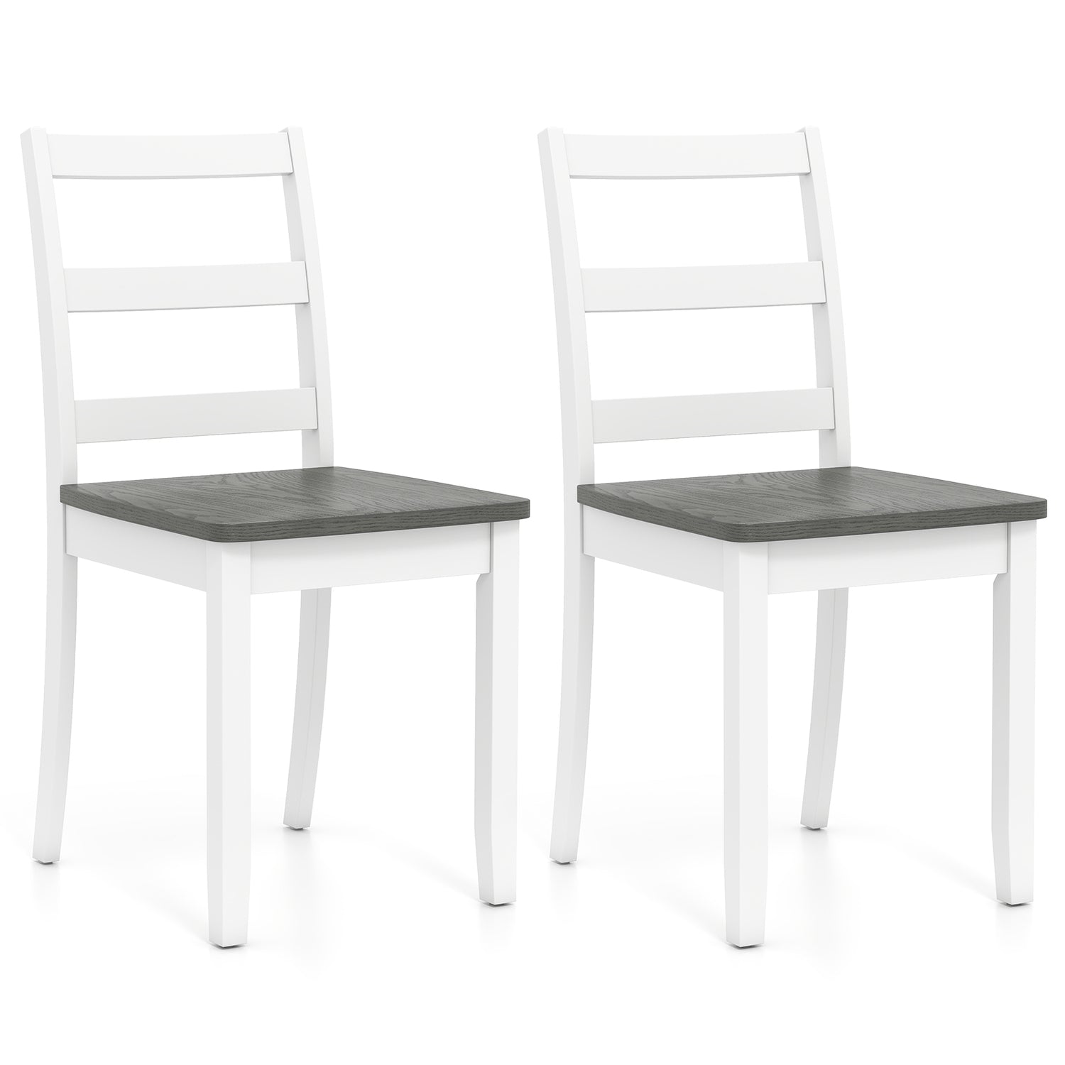 Set of 2 Wood Dining Chairs with Solid Rubber Wood Legs