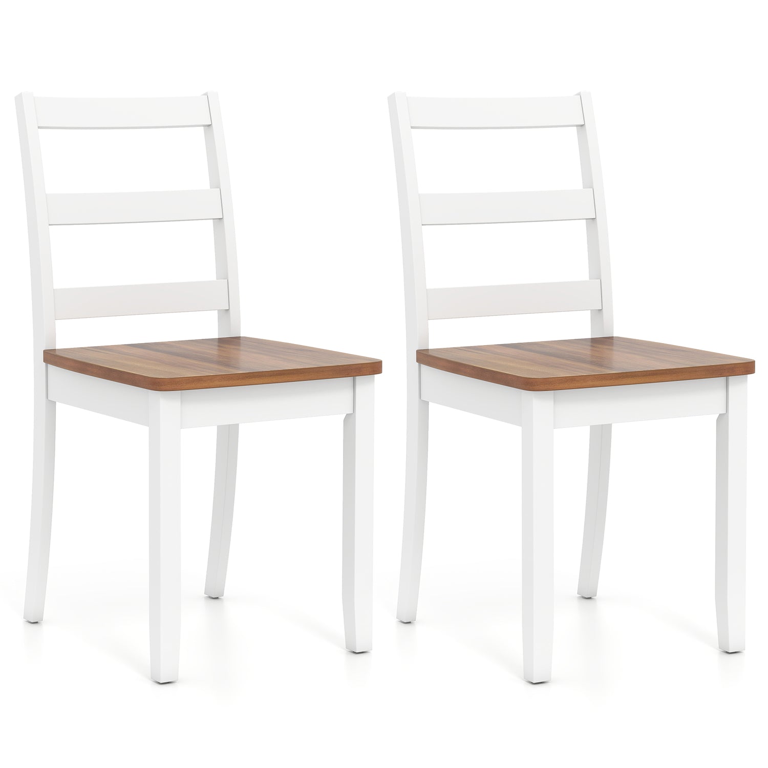 Set of 2 Wood Dining Chairs with Solid Rubber Wood Legs