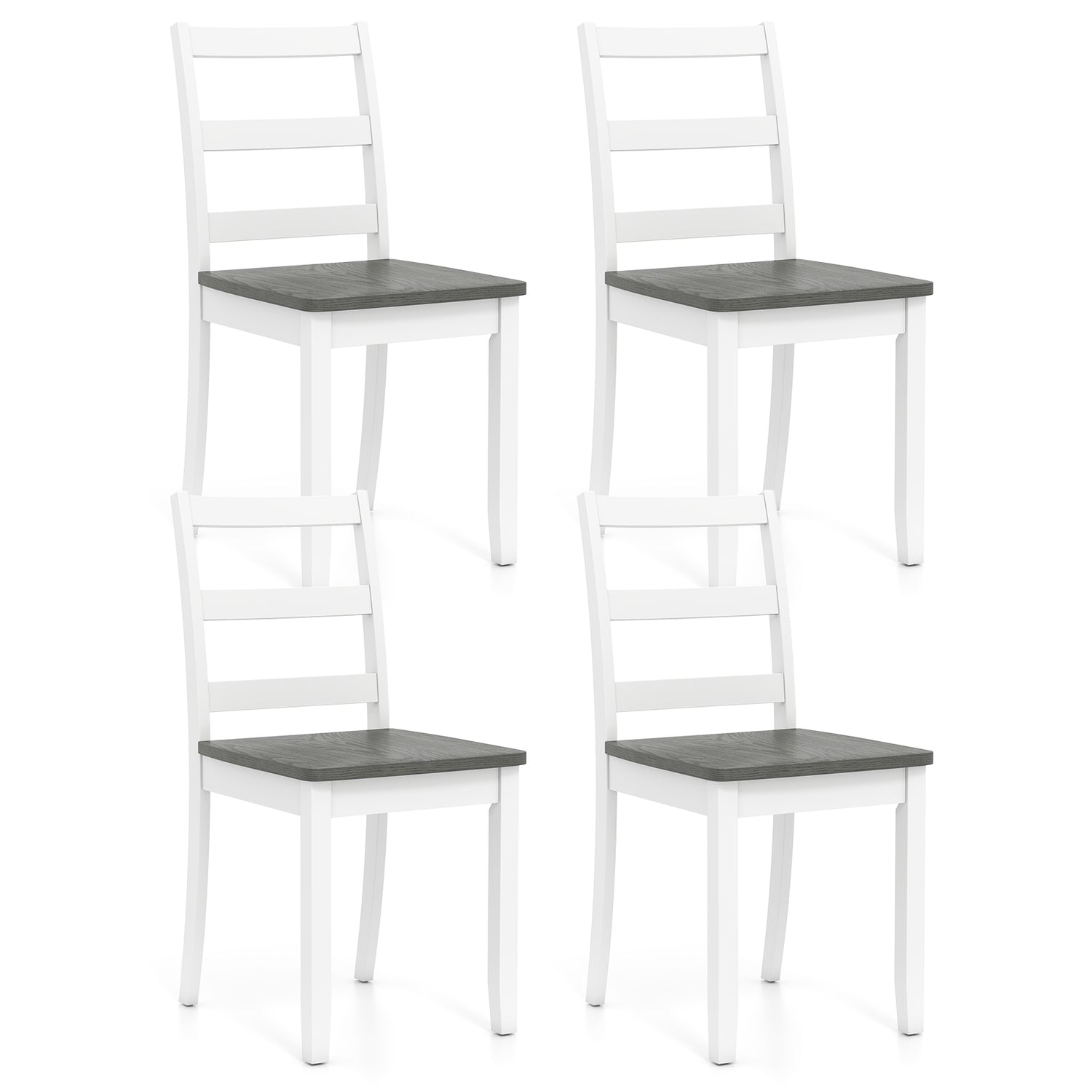 Set of 4 Wood Dining Chairs with Solid Rubber Wood Legs