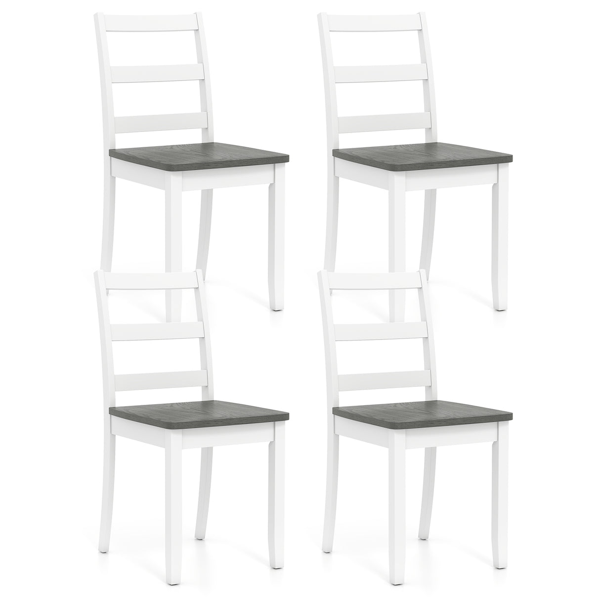Set of 4 Wood Dining Chairs with Solid Rubber Wood Legs