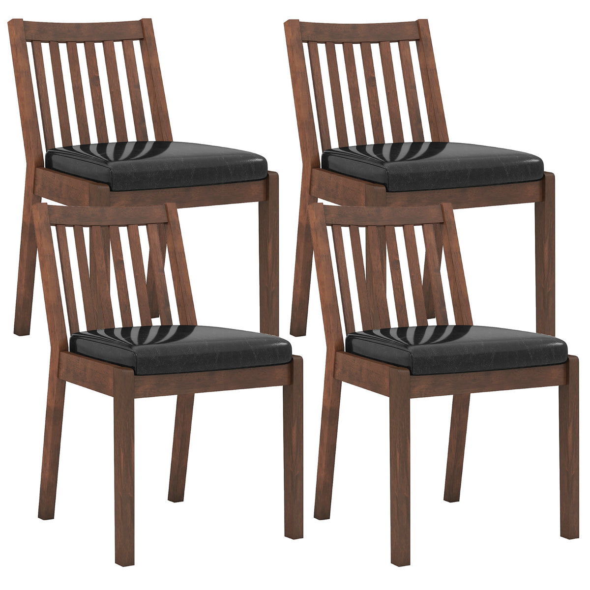 PU Leather Upholstered Dining Chair with Padded Seat Set of 4-Espresso