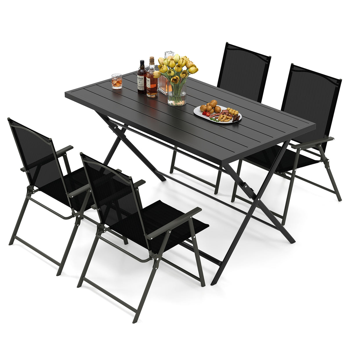 5-Piece Foldable Outdoor Dining Set for Backyard Garden Deck