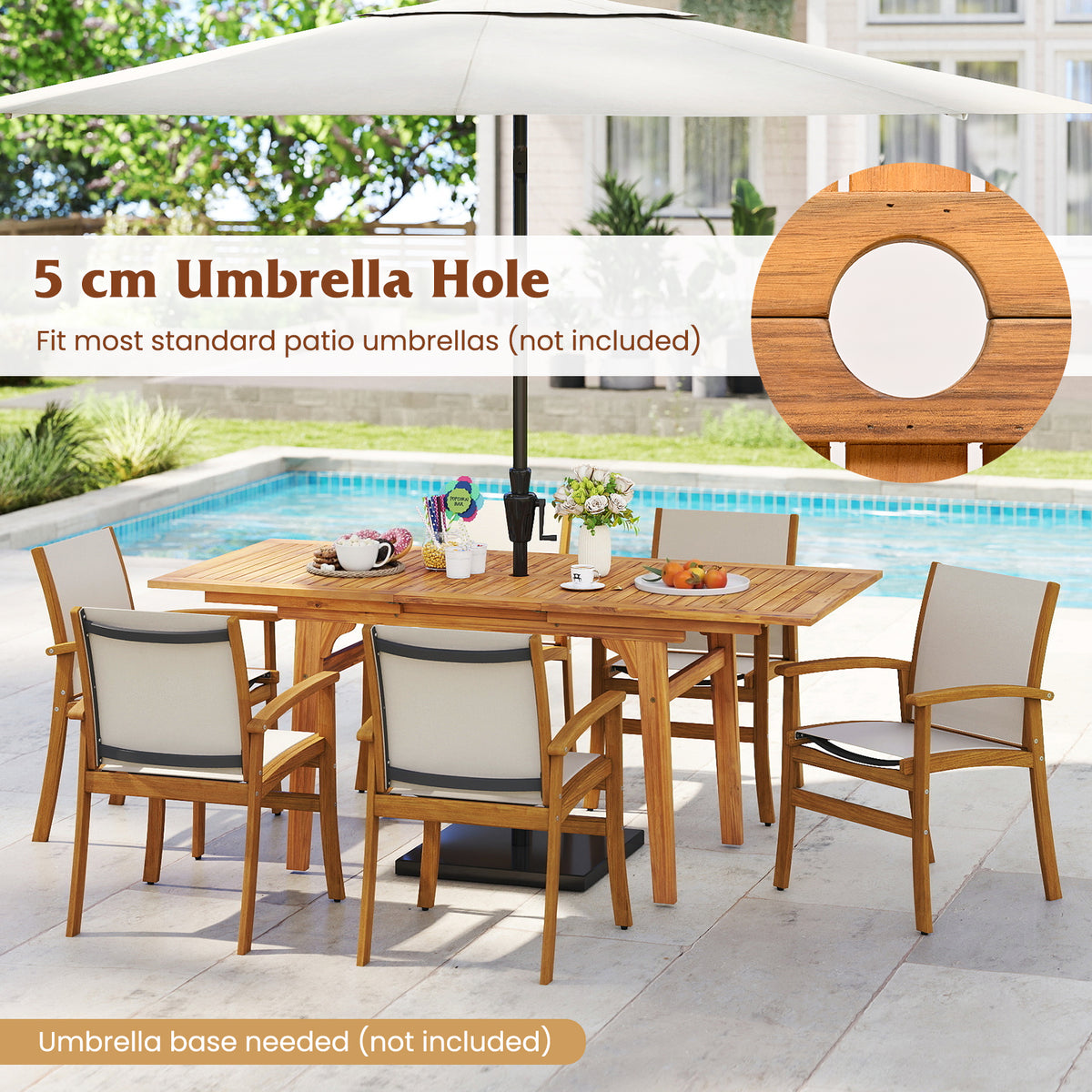 9 Pieces Acacia Wood Patio Dining Set for 6-8