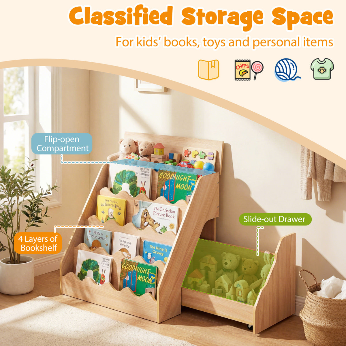 2-In-1 Kids Bookshelf & Toy Storage Organizer