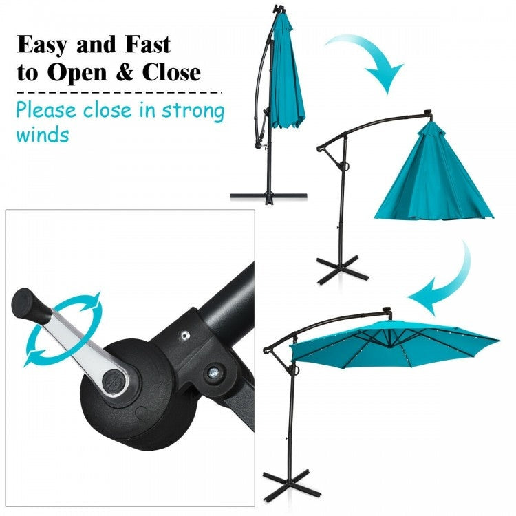 Summer Patio Luxury Bundle: 5-Pc Rattan Furniture Set 8-in-1 Water Slide & 10ft LED Offset Umbrella