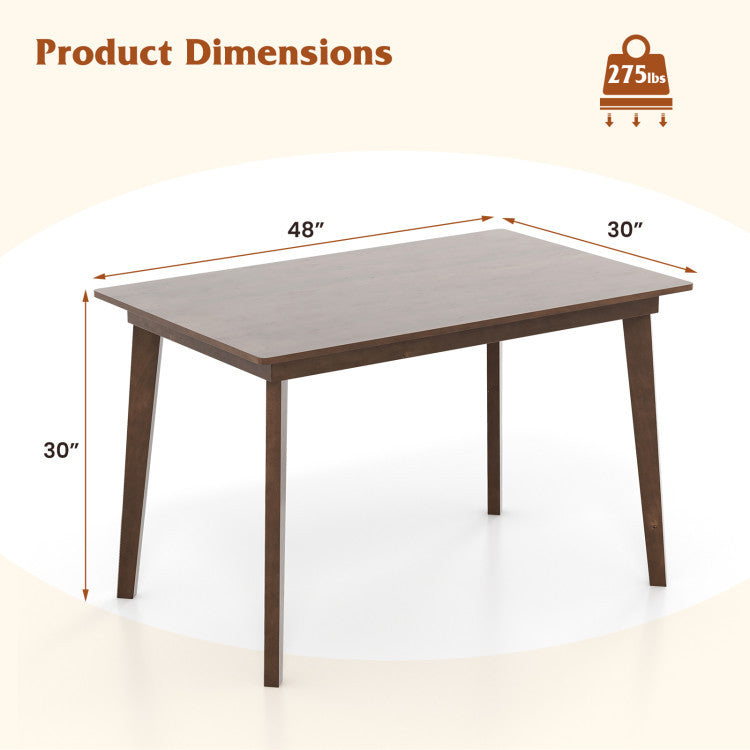 48 Inch Dining Table Set for 4 with Rattan Chairs Mid Century Kitchen Table and Chairs Set for Dining Room