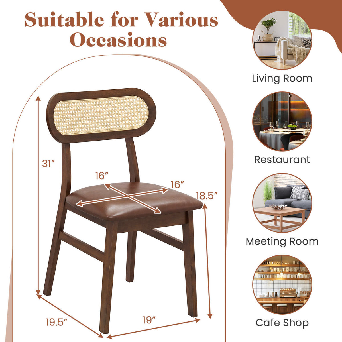 48 Inch Dining Table Set for 4 with Rattan Chairs Mid Century Kitchen Table and Chairs Set for Dining Room