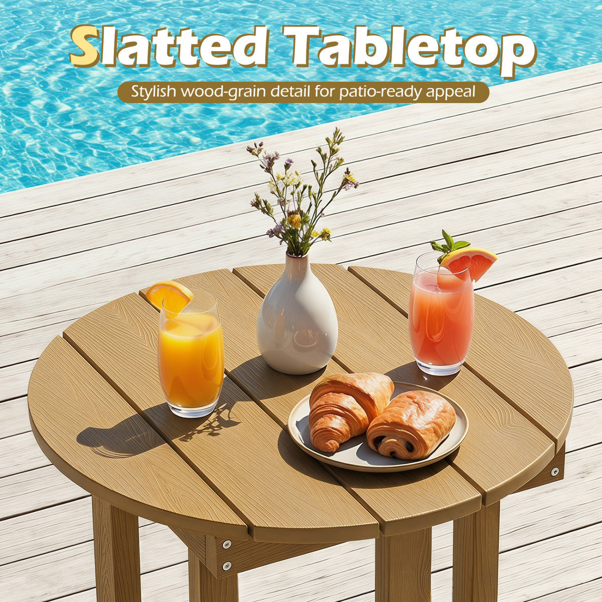 HIPS Adirondack Side Table with Weather-Resistant and Waterproof Top
