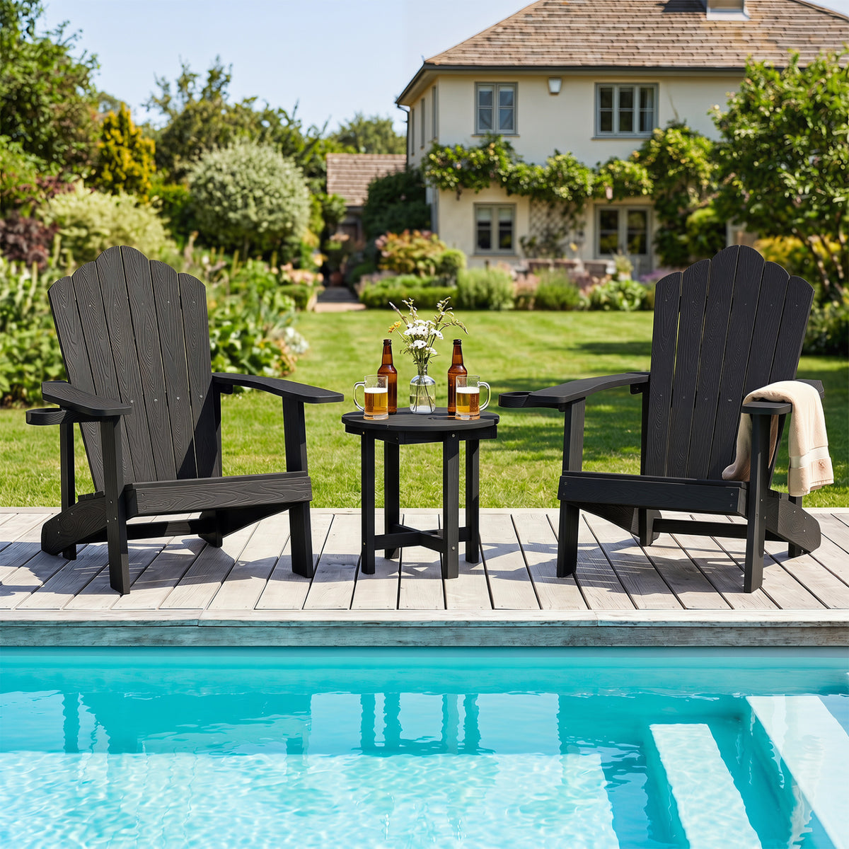 HIPS Adirondack Side Table with Weather-Resistant and Waterproof Top