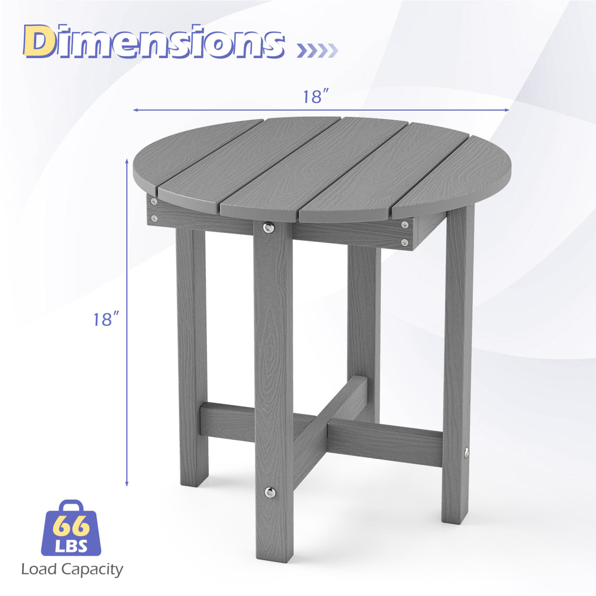 HIPS Adirondack Side Table with Weather-Resistant and Waterproof Top