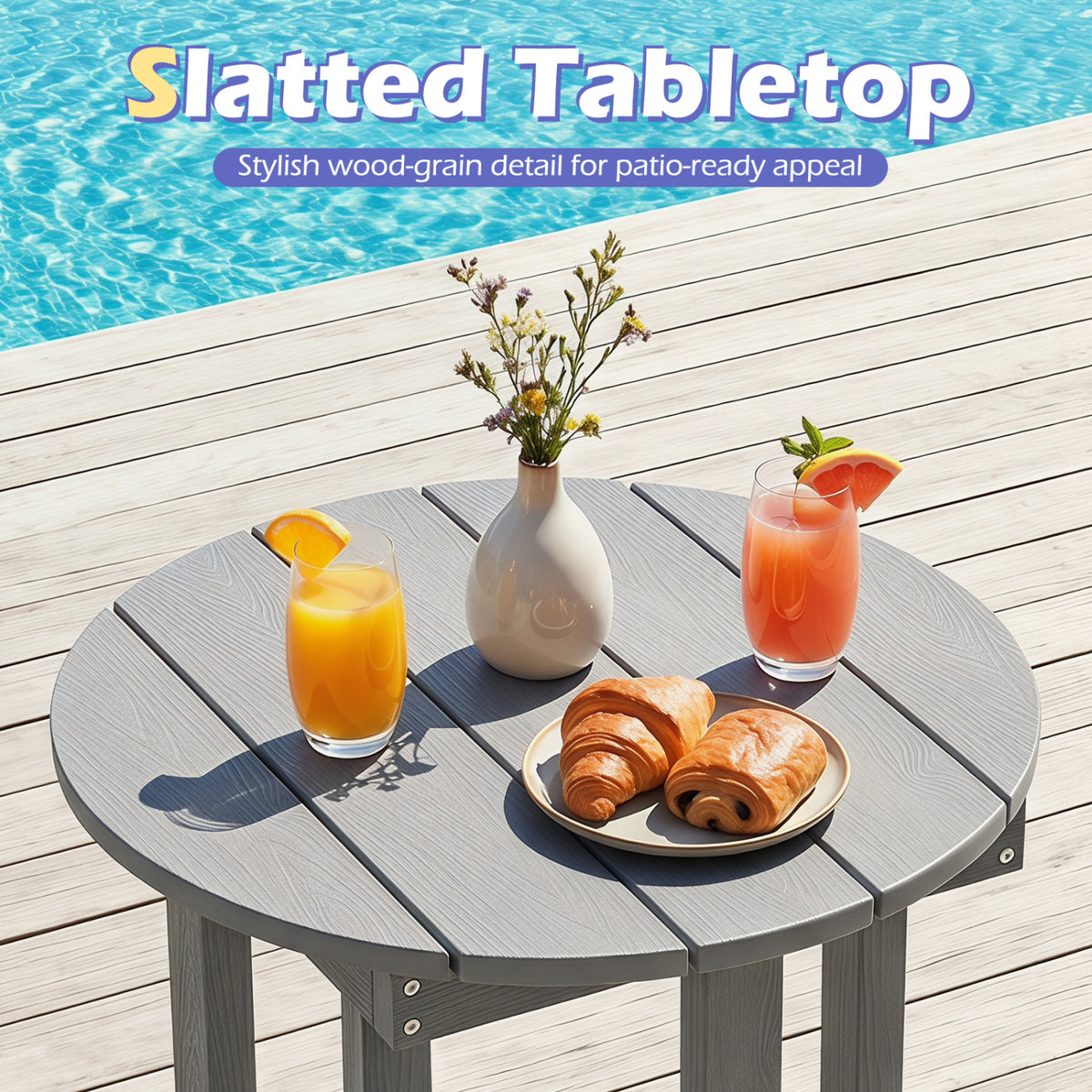 HIPS Adirondack Side Table with Weather-Resistant and Waterproof Top