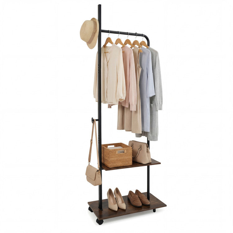 Bedroom Set with 3-Tier Clothes Rack Freestanding Clothing Rack and Dresser Storage Tower