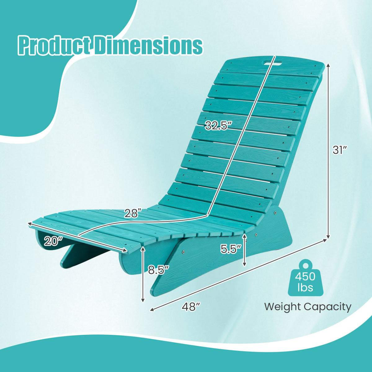 Fade-Resistant Outdoor Lounger with Contoured Shape for Deck Poolside