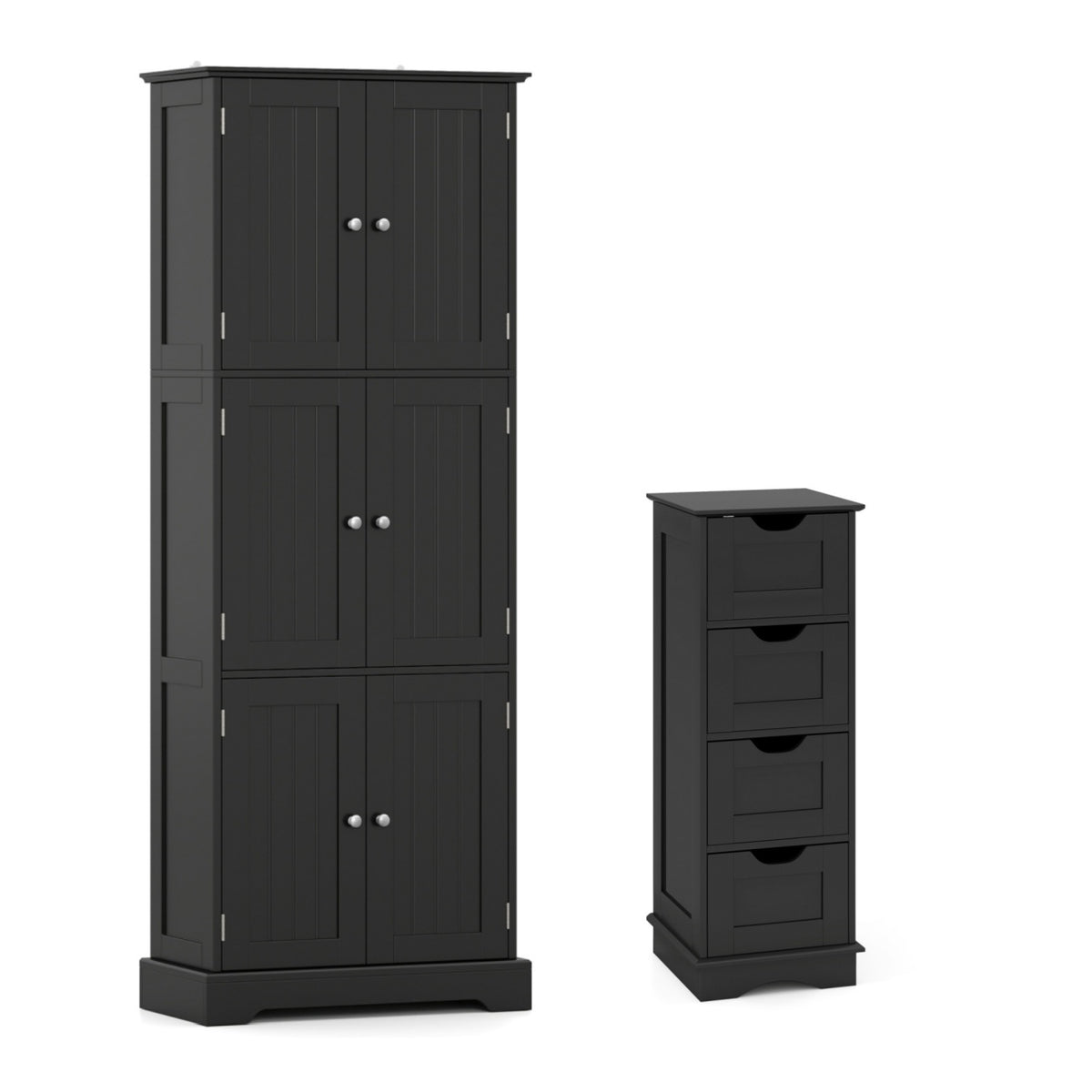 Bathroom Cabinet Set with 6-Door Tall Cabinet and 4-Drawer Cabinet