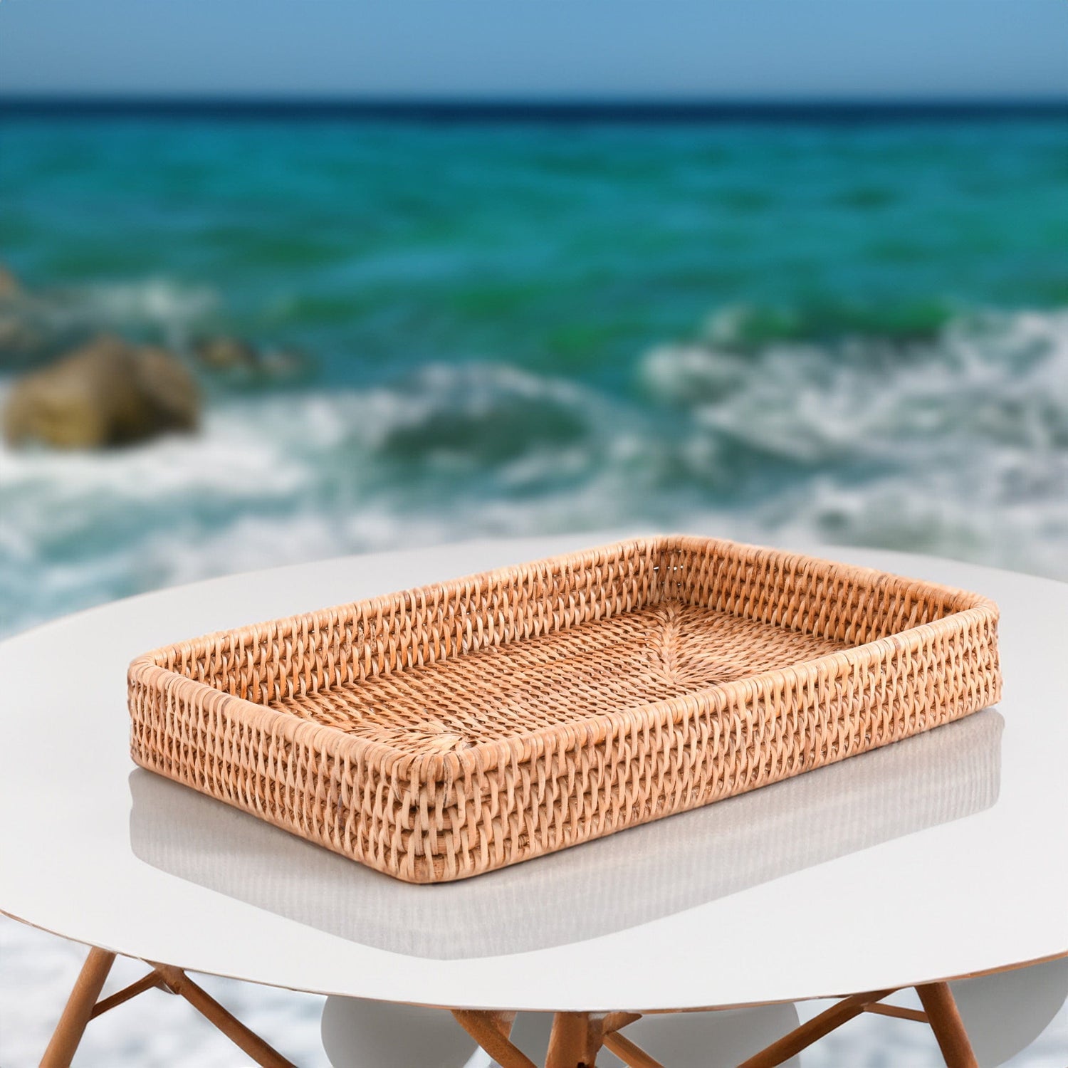 Catchall Tray Hand Woven Wicker Rattan