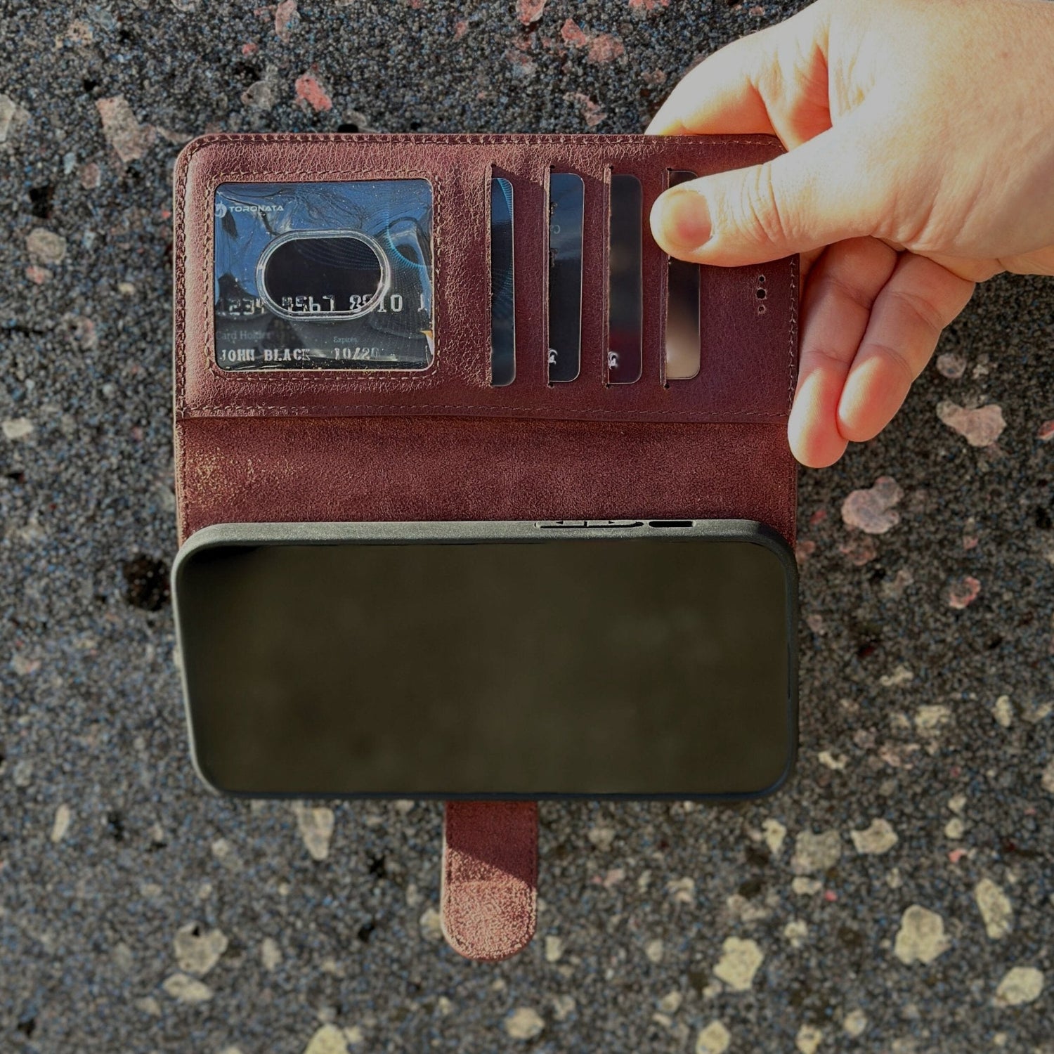 Vegas Premium Leather iPhone 15 Plus Wallet Case with MagSafe | Detachable RFID Blocking Luxury Wallet