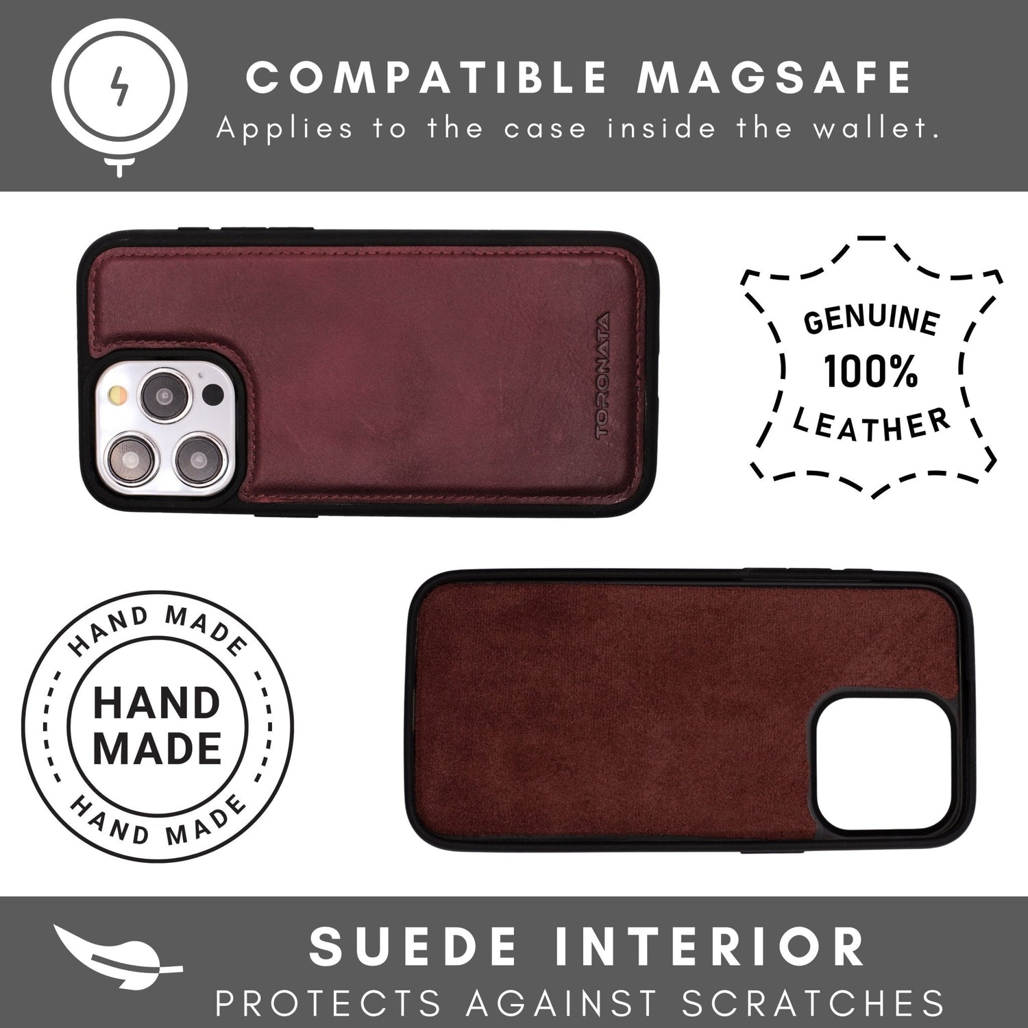 Vegas Premium Leather iPhone 15 Pro Wallet Case with MagSafe | Detachable RFID Blocking Luxury Wallet