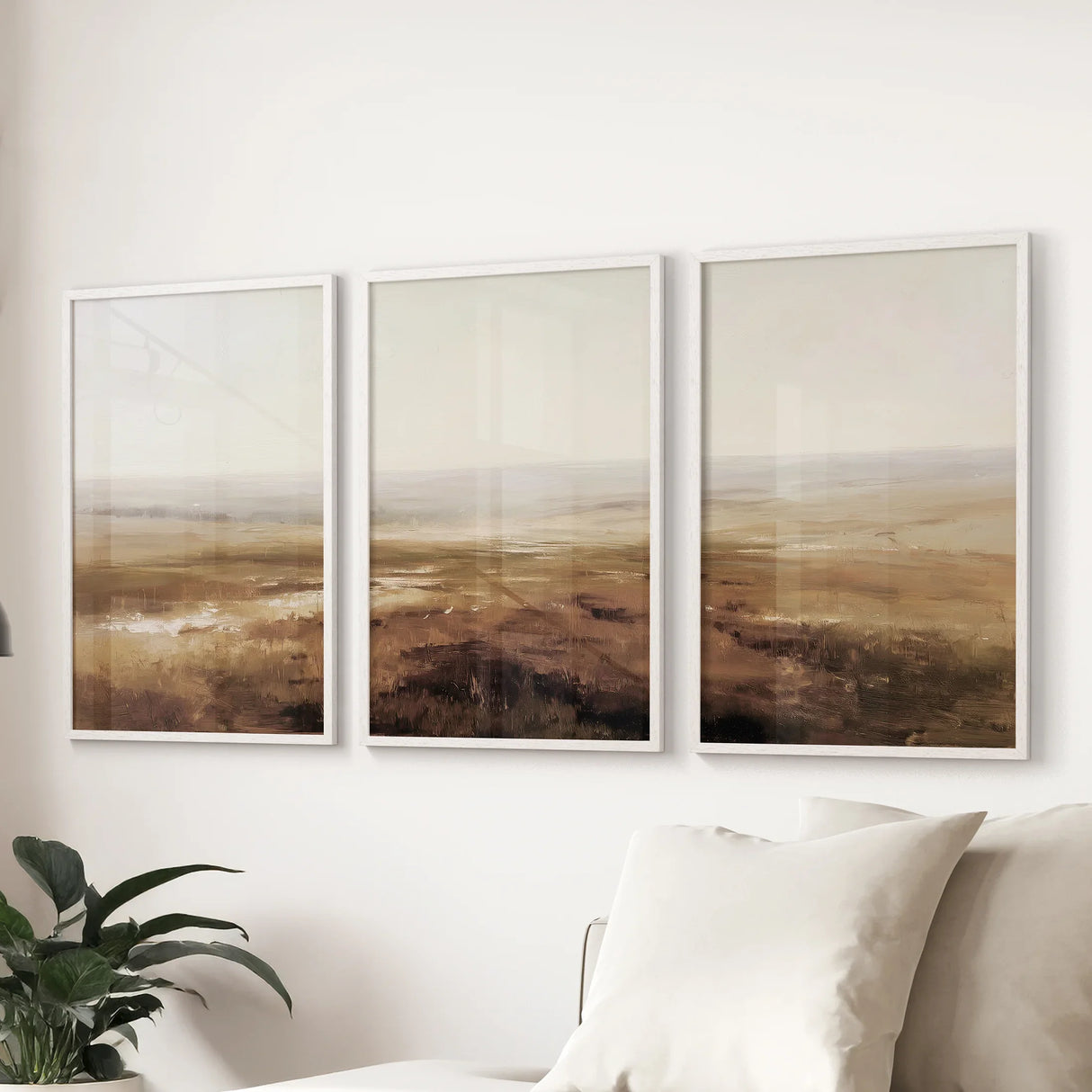 Minimalist Neutral Landscape Wall Art. Set of 3 Prints
