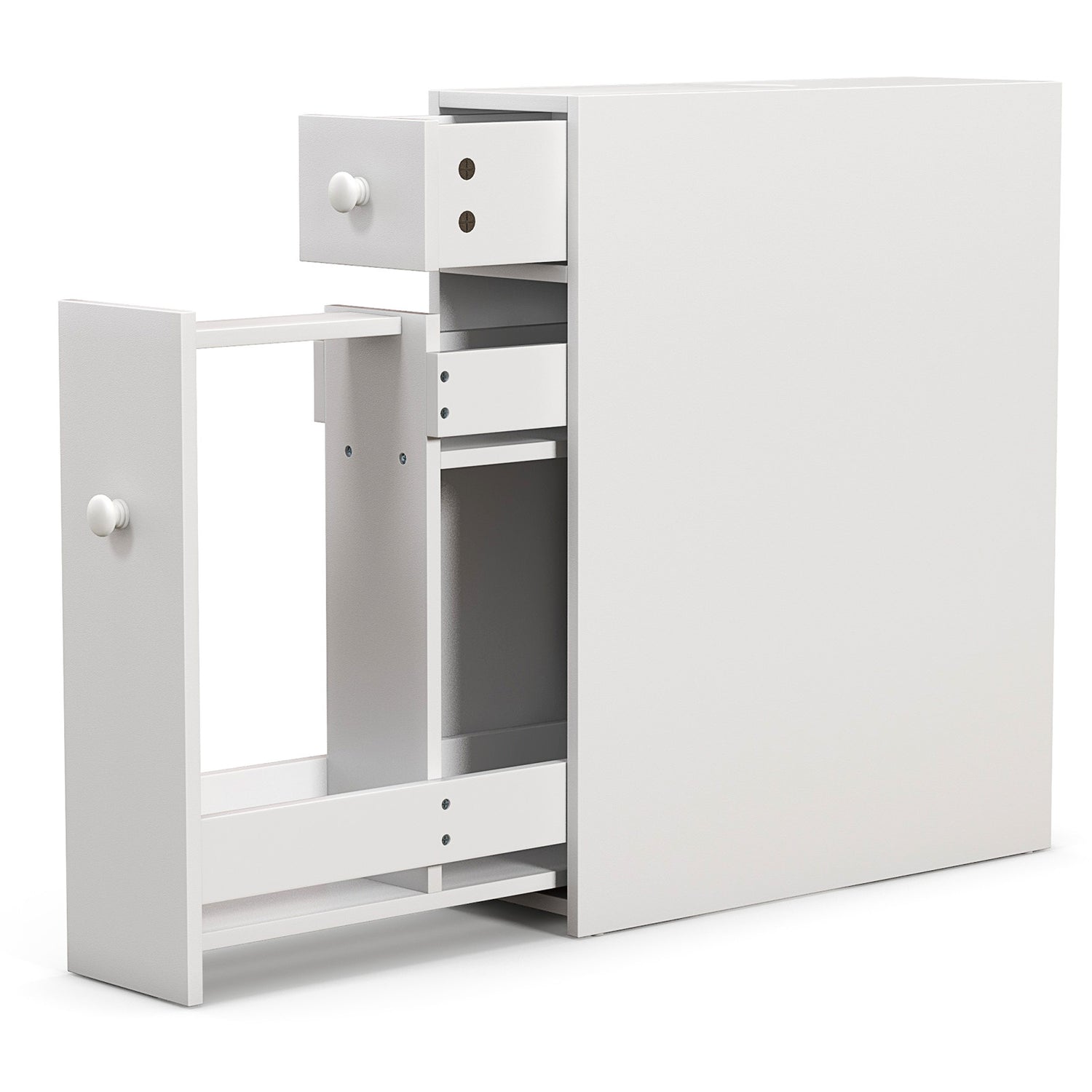 White Bathroom Cabinet Space Saver Storage Organizer