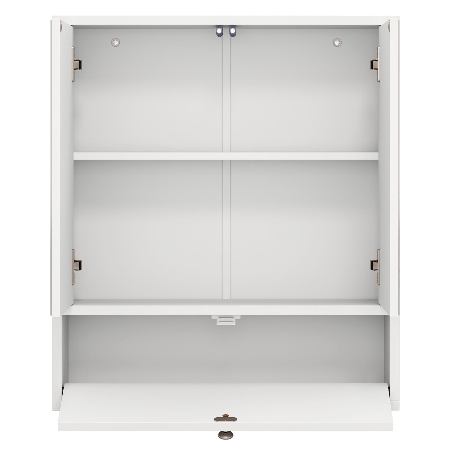 Double Door Wall-Mounted Bathroom Mirrored Medicine Cabinet-White