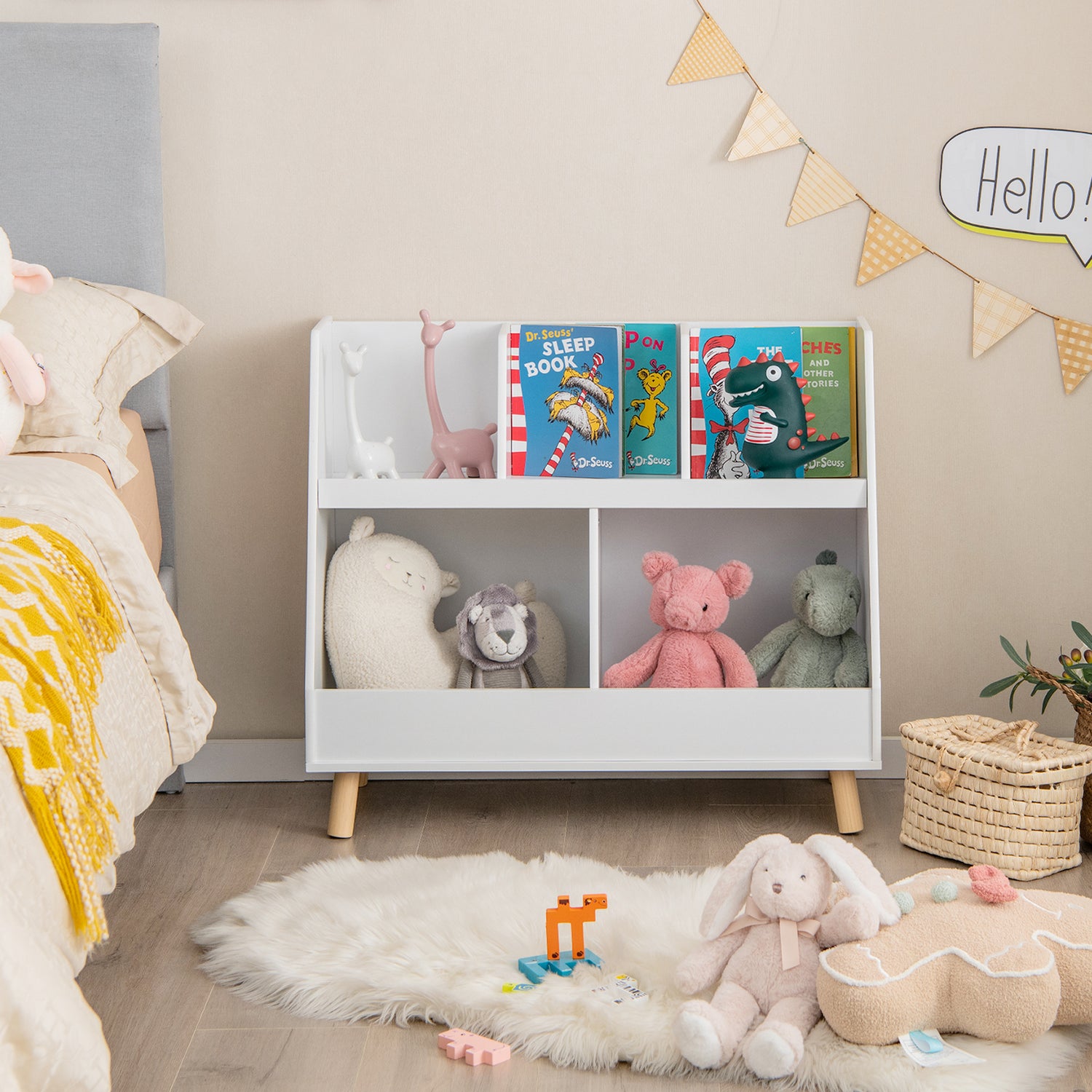 5-Cube Kids Bookshelf and Toy Organizer with Anti-Tipping Kits