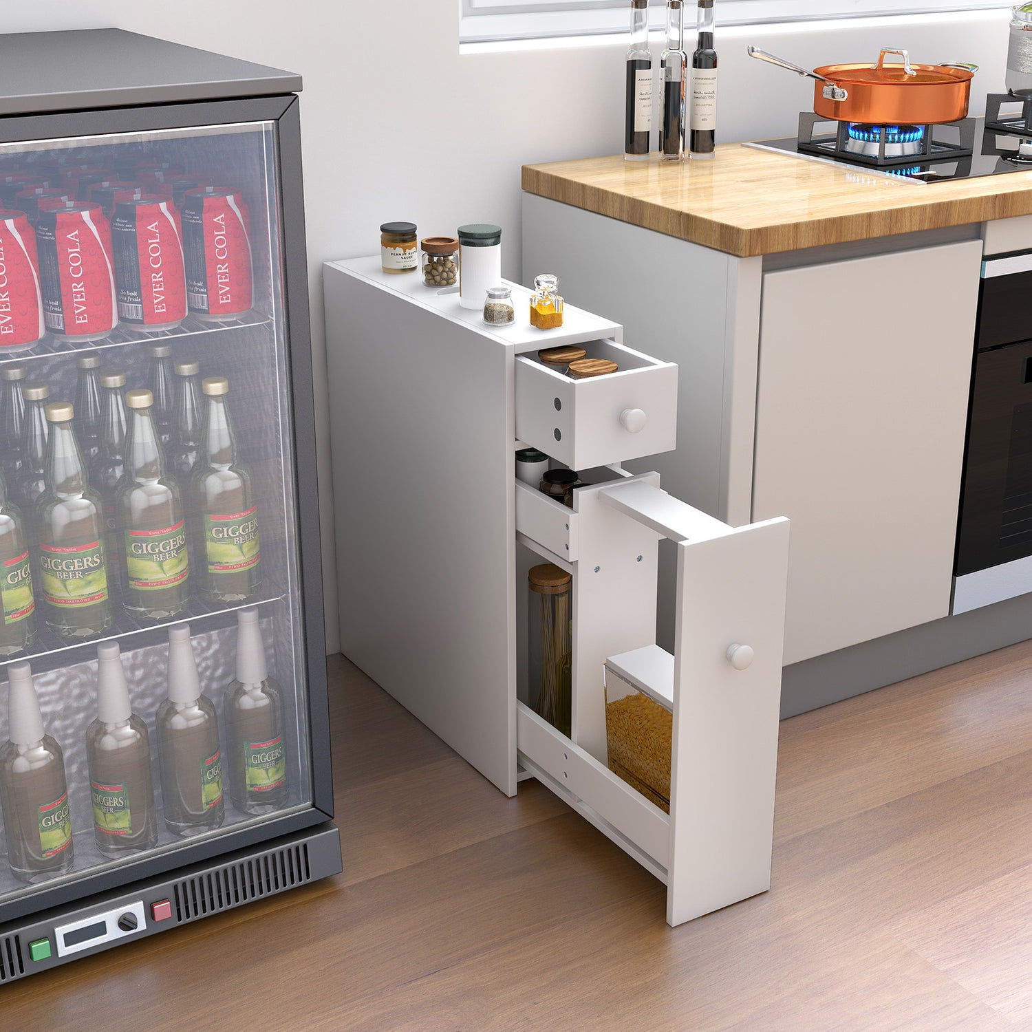 White Bathroom Cabinet Space Saver Storage Organizer