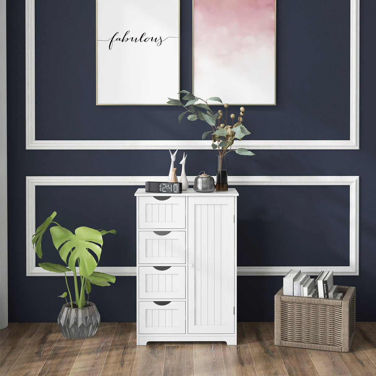 Standing Indoor Wooden Cabinet with 4 Drawers