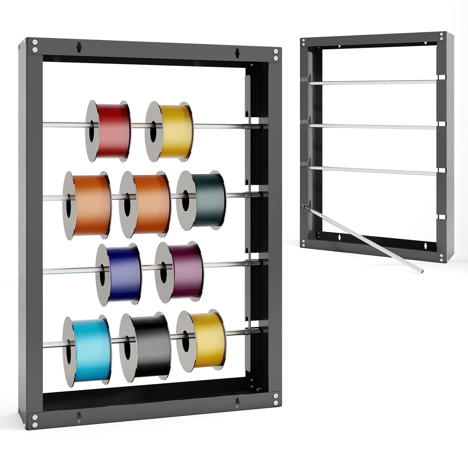 Wire Spool Rack with 4 Rods for Electrical Industrial and Retail Use-Gray