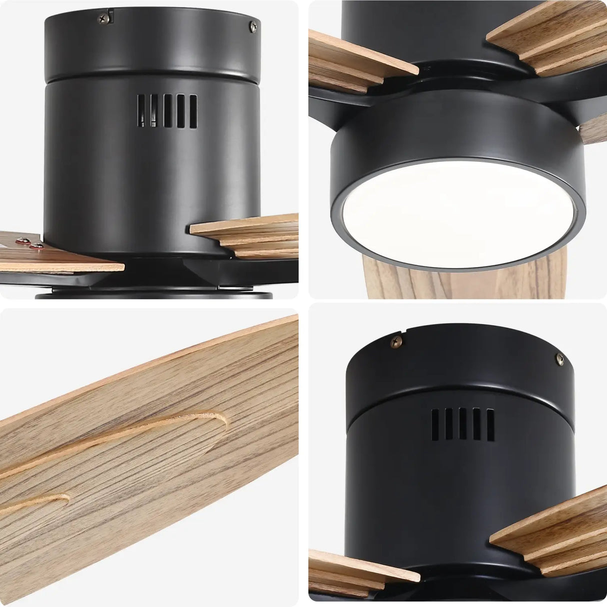 Wooden Ceiling Fan with Light, Reversible DC Motor, Quiet & Modern Design