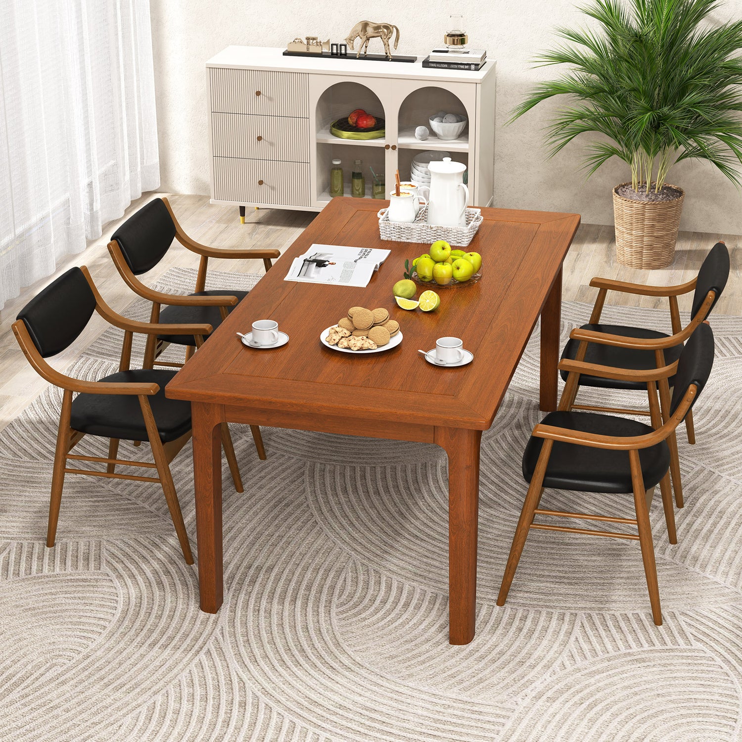 Wooden Dining Chair Set of 2 with Padded Seat and Back
