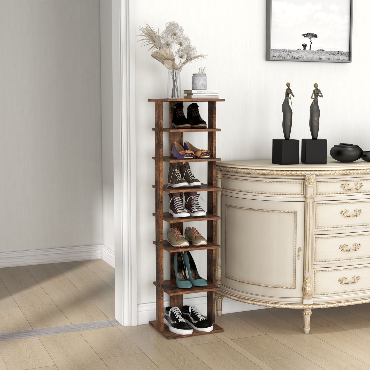 7-Tier Shoe Rack Practical Free Standing Shelves Storage Shelves
